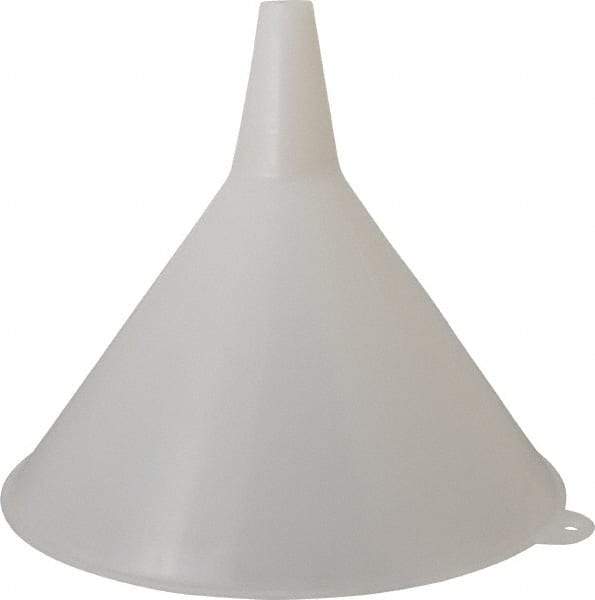 PRO-LUBE - 48 oz Capacity Plastic Funnel - 8" Mouth OD, 1" Tip OD, Straight Spout, White - Benchmark Tooling