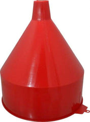 PRO-LUBE - 6 Qt Capacity Polyethylene Funnel - 9" Mouth OD, 1-1/2" Tip OD, Straight Spout, Red - Benchmark Tooling