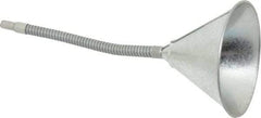 Value Collection - 1 Qt Capacity Steel Funnel - 6" Mouth OD, 9/16" Tip OD, 12" Flexible Spout - Benchmark Tooling