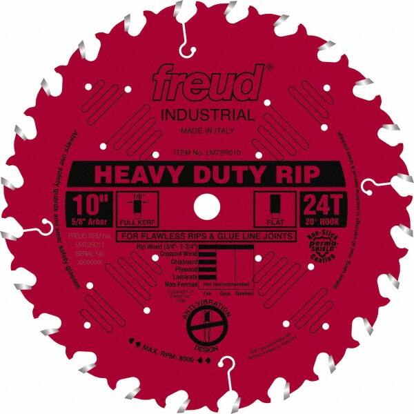 Freud - 10" Diam, 5/8" Arbor Hole Diam, 24 Tooth Wet & Dry Cut Saw Blade - Carbide-Tipped, Standard Round Arbor - Benchmark Tooling