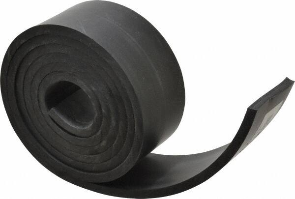 Made in USA - 1/4" Thick x 2" Wide x 60" Long, Plain Backed Buna-N Rubber Strip - Stock Length, 70 Shore A Durometer, 2,500 psi Tensile Strength, -20 to 170°F, Black - Benchmark Tooling