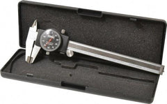 Fowler - 0" to 6" Range, 0.001" Graduation, 0.1" per Revolution, Dial Caliper - Black Face, 1.6" Jaw Length, Accurate to 0.0010" - Benchmark Tooling