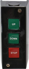 Value Collection - 3 Operator, Pushbutton Control Station - Up-Down-Stop (Legend), Momentary Switch, NO/NC Contact, NEMA 1 - Benchmark Tooling