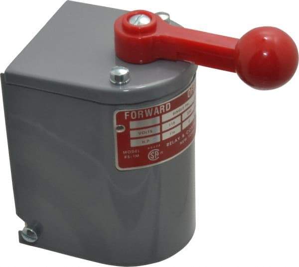 Made in USA - 230 VAC/VDC, 550 VAC Input Volt, Momentary (MO), Enclosed Drum Switch - 4 Inch Wide x 2-1/2 Inch Deep x 4-1/2 Inch High, CSA Certified, UL Listed - Benchmark Tooling