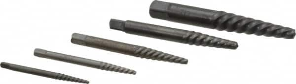 Cleveland - 5 Piece Spiral Flute Screw Extractor Set - Screw Range 3/16 to 3/4" - Benchmark Tooling