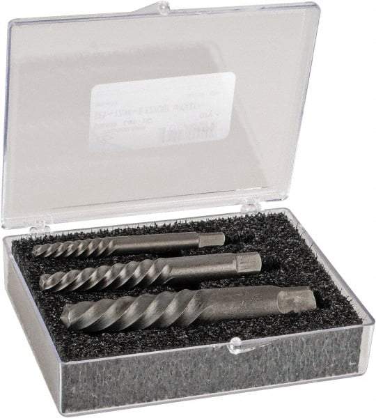 Cleveland - 3 Piece Spiral Flute Screw Extractor Set - Screw Range 25/32 to 1-7/8" - Benchmark Tooling