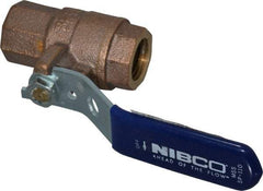 NIBCO - 1/2" Pipe, Full Port, Bronze Standard Ball Valve - 2 Piece, Inline - One Way Flow, FNPT x FNPT Ends, Lever Handle, 600 WOG, 150 WSP - Benchmark Tooling