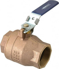 NIBCO - 2" Pipe, Full Port, Bronze Standard Ball Valve - 2 Piece, Inline - One Way Flow, FNPT x FNPT Ends, Locking Lever Handle, 600 WOG, 150 WSP - Benchmark Tooling