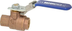 NIBCO - 3/8" Pipe, Full Port, Bronze Standard Ball Valve - 2 Piece, Inline - One Way Flow, FNPT x FNPT Ends, Locking Lever Handle, 600 WOG, 150 WSP - Benchmark Tooling