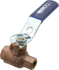 NIBCO - 1/4" Pipe, Full Port, Bronze Standard Ball Valve - 2 Piece, Inline - One Way Flow, FNPT x FNPT Ends, Lever with Memory Stop Handle, 600 WOG, 150 WSP - Benchmark Tooling