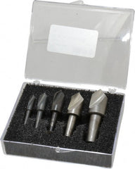 Cleveland - 5 Piece, 1/4 to 3/4" Head Diam, 82° Included Angle, Single End Countersink Set - Benchmark Tooling