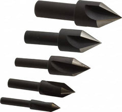 Cleveland - 5 Piece, 1/4 to 3/4" Head Diam, 60° Included Angle, Single End Countersink Set - Benchmark Tooling