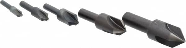 Cleveland - 5 Piece, 1/4 to 3/4" Head Diam, 82° Included Angle, Single End Countersink Set - Benchmark Tooling