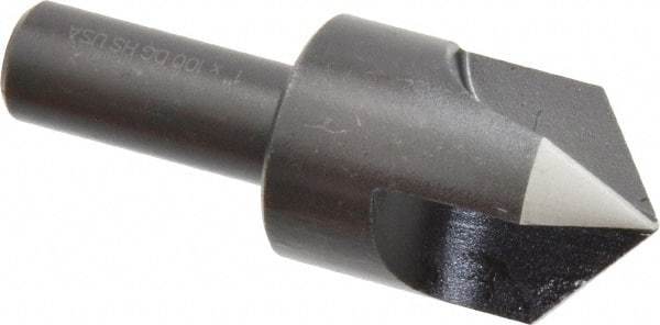 Cleveland - 1" Head Diam, 1/2" Shank Diam, 3 Flute 100° High Speed Steel Countersink - Oxide Finish, 2-3/4" OAL, Single End, Straight Shank, Right Hand Cut - Benchmark Tooling