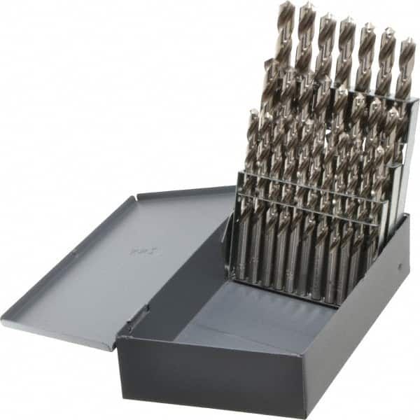 Cleveland - 118° Point, Bright Finish, Vanadium High Speed Steel Jobber Length Drill Bit Set - Benchmark Tooling