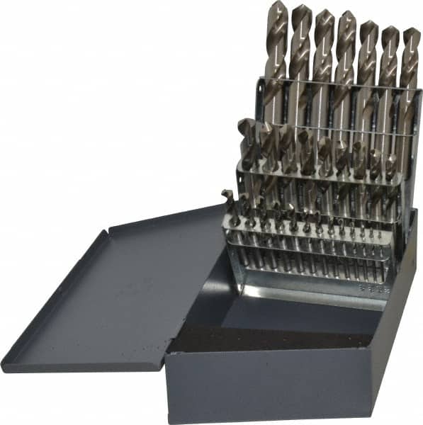 Cleveland - 1/16 to 1/2", 118° Point, Bright Finish, High Speed Steel Screw Machine Length Drill Bit Set - Benchmark Tooling