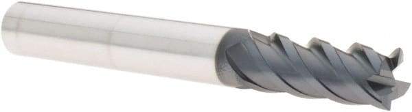 Iscar - 3/8", 0.87" LOC, 3/8" Shank Diam, 2-1/2" OAL, 4 Flute, Solid Carbide Square End Mill - Single End, TiAlN Finish, Spiral Flute, 45° Helix, Right Hand Cut, Right Hand Flute - Benchmark Tooling