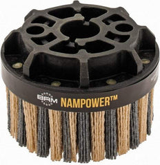 Brush Research Mfg. - 4" 80 Grit Ceramic/Silicon Carbide Tapered Disc Brush - Coarse Grade, CNC Adapter Connector, 0.71" Trim Length, 7/8" Arbor Hole - Benchmark Tooling