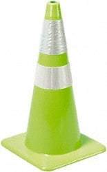 PRO-SAFE - 28" High, Lime Rigid Traffic Cone - 14" Base Width, 7 Lb, PVC - Benchmark Tooling