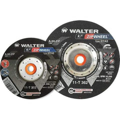 WALTER Surface Technologies - 60 Grit, 5" Wheel Diam, 3/64" Wheel Thickness, Type 27 Depressed Center Wheel - Resinoid Bond, 12,200 Max RPM - Benchmark Tooling