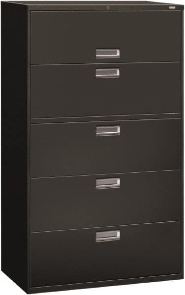 Hon - 42" Wide x 67" High x 19-1/4" Deep, 5 Drawer Roll-Out, Roll-Out Posting - Steel, Charcoal - Benchmark Tooling