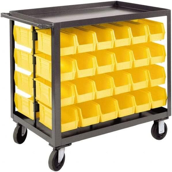 Durham - 1,200 Lb Capacity, 24" Wide x 36" Long x 36-1/8" High Service Cart - 2 Shelf, Steel, 2 Rigid/2 Swivel Casters - Benchmark Tooling