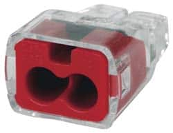 Ideal - 2 Port, 18 to 12 AWG Compatible, Push-In Wire Connector - 0.78" OAL x 0.52" OAW x 0.38" OAH, Red - Benchmark Tooling