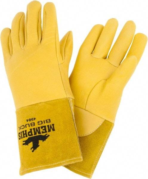 MCR Safety - Size L Unlined Deerskin Welding Glove - Gauntlet Cuff, Thumb Strap - Benchmark Tooling