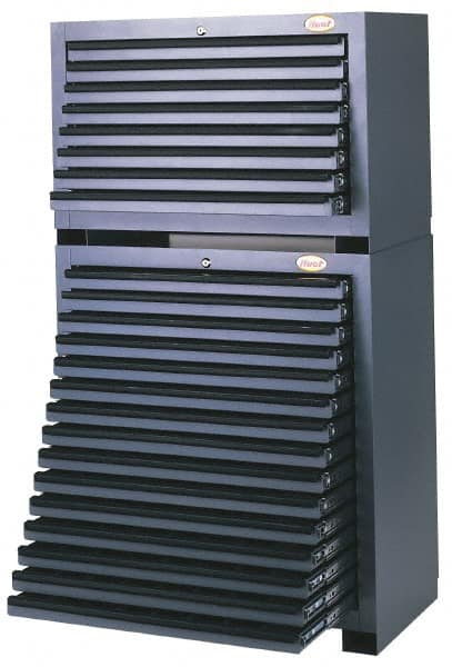 Huot - 8 Drawer, Super Cutting Tool Cabinet - Steel, 34" Wide x 19-1/8" Deep x 23-1/8" High, Gray - Benchmark Tooling