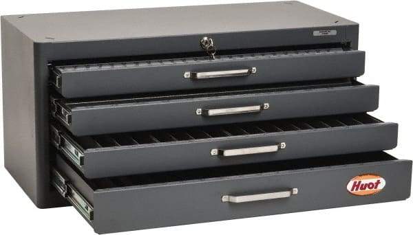 Huot - 4 Drawer, 1/4-20 to 1-14 Tap Storage - 26" Wide x 12" Deep x 12-1/2" High, Steel - Benchmark Tooling