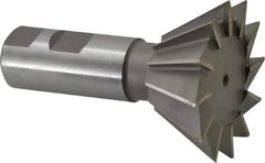 Made in USA - 2-1/2" Diam x 1-1/8" Width of Cut, 60° Included Angle, Cobalt Dovetail Cutter - 1" Shank Diam, 2-5/8" Shank Length, 3-3/4" Overall Length, Weldon Flat, Uncoated - Benchmark Tooling