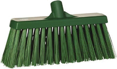 Vikan - 12" Heavy Duty Synthetic Push Broom - 2" Bristle Length, Plastic Block, European Threaded Handle Connection - Benchmark Tooling