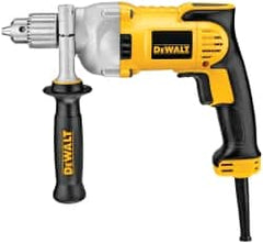 DeWALT - 1/2" Keyed Chuck, 1,200 RPM, Pistol Grip Handle Electric Drill - 10.5 Amps, 115 Volts, Reversible, Includes 360° Locking Side Handle with Soft Grip & Chuck Key with Holder - Benchmark Tooling