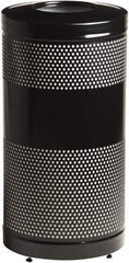 Rubbermaid - 25 Gal Black Round Decorative Waste Receptacle With Top - Steel, 902mm High - Benchmark Tooling