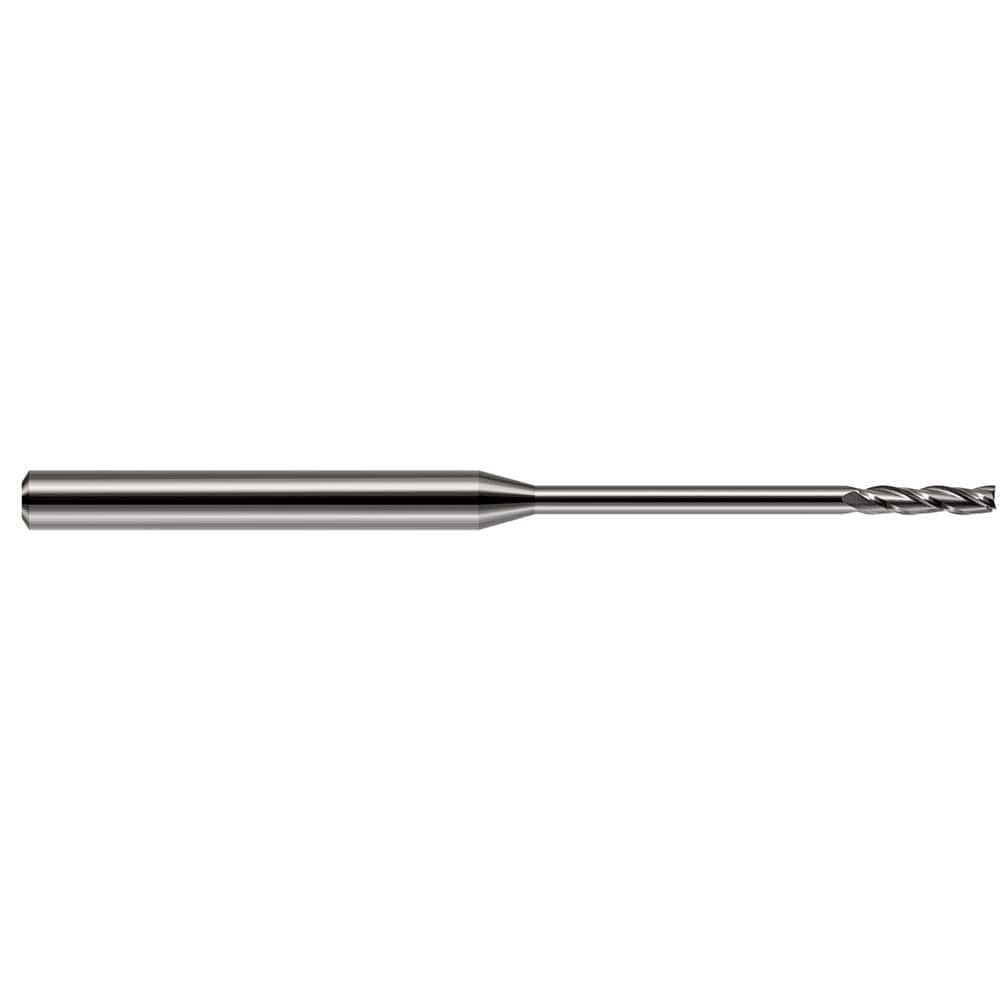 Square End Mill: 1/16'' Dia, 5/16'' LOC, 1/8'' Shank Dia, 2-1/2'' OAL, 4 Flutes, Solid Carbide Single End, Uncoated, 30 ° Helix, Centercutting, RH Cut, RH Flute