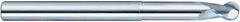 SGS - 3/4" Diam, 1" LOC, 2 Flute Solid Carbide Ball End Mill - Uncoated, Single End, 6" OAL, 3/4" Shank Diam, Spiral Flute - Benchmark Tooling