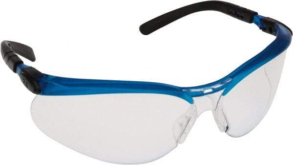 3M - Clear Lenses, Framed Safety Glasses - Anti-Fog, Scratch Resistant, Blue Polycarbonate Frame, Adjustable Temples, Size Universal, Wrap Around - Benchmark Tooling