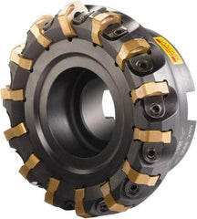 Sandvik Coromant - 80mm Cut Diam, 27mm Arbor Hole, 6mm Max Depth of Cut, 65° Indexable Chamfer & Angle Face Mill - 10 Inserts, L365-1505ZNE Insert, Left Hand Cut, Series CoroMill 365 - Benchmark Tooling