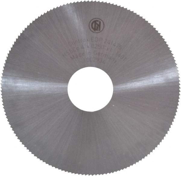 Controx - 4" Diam x 0.025" Blade Thickness x 1" Arbor Hole Diam, 160 Tooth Slitting and Slotting Saw - Arbor Connection, Right Hand, Uncoated, Cobalt, Concave Ground - Benchmark Tooling