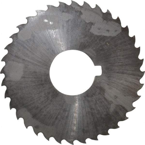 Controx - 2" Diam x 0.0469" Blade Thickness x 5/8" Arbor Hole Diam, 36 Tooth Slitting and Slotting Saw - Arbor Connection, Right Hand, Uncoated, Cobalt, 15° Rake, Concave Ground, Contains Keyway - Benchmark Tooling