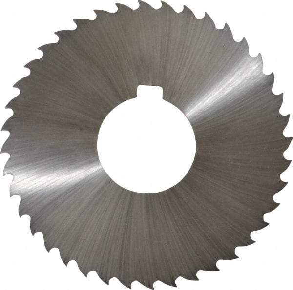 Controx - 3" Diam x 0.0938" Blade Thickness x 1" Arbor Hole Diam, 40 Tooth Slitting and Slotting Saw - Arbor Connection, Right Hand, Uncoated, Cobalt, 15° Rake, Concave Ground, Contains Keyway - Benchmark Tooling