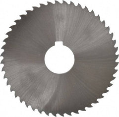 Controx - 4" Diam x 0.0781" Blade Thickness x 1" Arbor Hole Diam, 48 Tooth Slitting and Slotting Saw - Arbor Connection, Right Hand, Uncoated, Cobalt, 15° Rake, Concave Ground, Contains Keyway - Benchmark Tooling