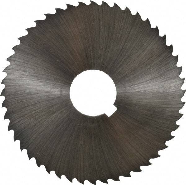 Controx - 4" Diam x 0.0938" Blade Thickness x 1" Arbor Hole Diam, 48 Tooth Slitting and Slotting Saw - Arbor Connection, Right Hand, Uncoated, Cobalt, 15° Rake, Concave Ground, Contains Keyway - Benchmark Tooling