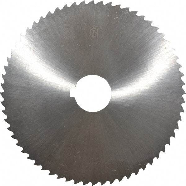 Controx - 5" Diam x 1/16" Blade Thickness x 1" Arbor Hole Diam, 64 Tooth Slitting and Slotting Saw - Arbor Connection, Right Hand, Uncoated, Cobalt, 15° Rake, Concave Ground, Contains Keyway - Benchmark Tooling