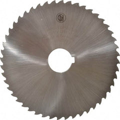 Controx - 5" Diam x 1/8" Blade Thickness x 1" Arbor Hole Diam, 48 Tooth Slitting and Slotting Saw - Arbor Connection, Right Hand, Uncoated, Cobalt, 15° Rake, Concave Ground, Contains Keyway - Benchmark Tooling