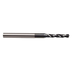 1.95 mm Dia. × 17.5 mm Shank × 16 mm Flute Length × 56 mm OAL, 5xD, 118°, TiAlN, 5xD Flute, Coolant Thru, Round Solid Carbide Drill - Benchmark Tooling