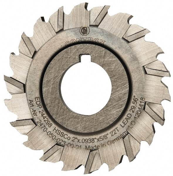 Controx - 2" Blade Diam x x 0.0938" Blade Thickness, 5/8" Hole, 22 Teeth, Cobalt Side Chip Saw - Staggered Tooth, Arbor Connection, Right Hand Cut, Uncoated, with Keyway - Benchmark Tooling