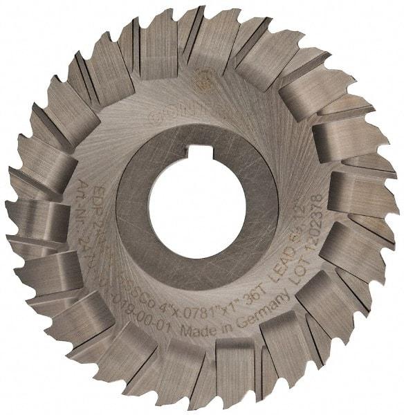 Controx - 4" Blade Diam x x 0.0781" Blade Thickness, 1" Hole, 36 Teeth, Cobalt Side Chip Saw - Staggered Tooth, Arbor Connection, Right Hand Cut, Uncoated, with Keyway - Benchmark Tooling