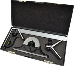 SPI - 4 Piece, 12" Combination Square Set - 1/32 & 1/64" (English/Metric) Graduation, Hardened Steel Blade, Hardened Steel Center, Protractor & Square Head - Benchmark Tooling