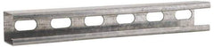 Cooper B-Line - 10' Long x 1-5/8" Wide x 1-5/8" High, 12 Gauge, Strip Steel, Half Slot Framing Channel & Strut - 0.105" Thick, Pre-Galvanized - Benchmark Tooling